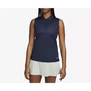 Nike Dri-FIT Victory Sleeveless Golf Polo Top Women's Blue Solid Pullover